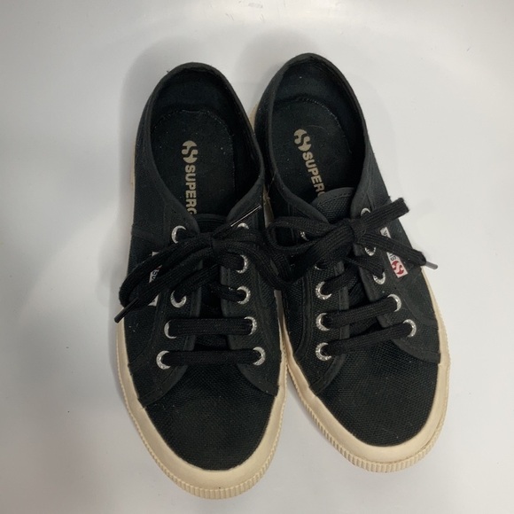 Superga canvas sneakers black & cream size 7 - Picture 3 of 8